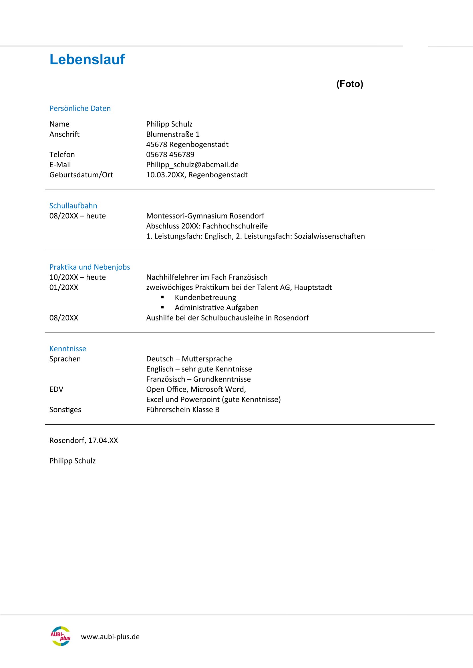 Vorlage Industriekaufmann