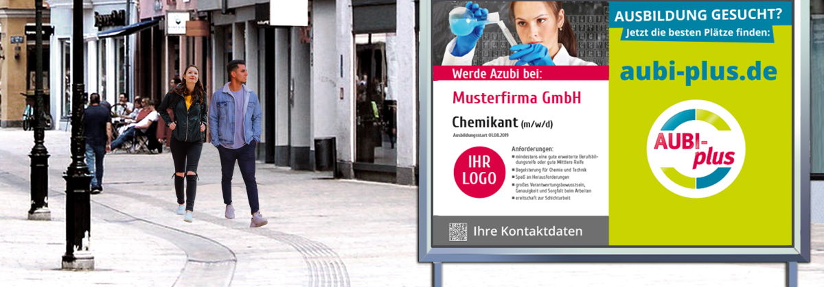 Plakatwerbung mit AUBI-plus